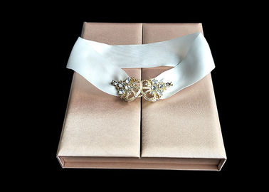 Wedding Favor Dress Book Shaped Box , Magnetic Flip Top Box Ribbon Closure supplier