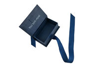 Navy Blue Paperboard Book Shaped Boxes Cap Top With Purple Corses Closure supplier