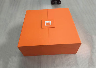 Cardboard Book Shaped Box Orange Colored Top Printed With Black Partition supplier