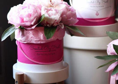 Paperboard Round Flower Box Rose Flower Bouquet Hot Stamping Fancy Eco - Friendly supplier