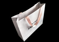 Craft White Paper Shopping Bags UV Logo Printing With Ribbon Handle Paper Grocery Sacks supplier