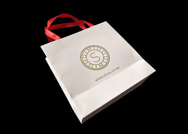 Printed Logo Hard Paper Shopping Bags With Handle Cover Lamination Reusable supplier