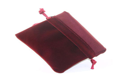 Personalized Red Velvet Drawstring Pouch Foil Logo For Jewelly Packaing supplier