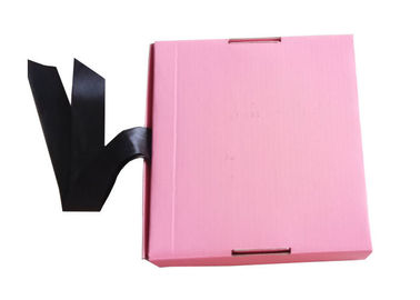 Pink Ribbon Closure Corrugated Gift Box For Girls Dress / Hair Extension supplier