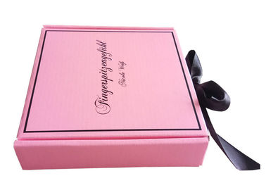 Pink Ribbon Closure Corrugated Gift Box For Girls Dress / Hair Extension supplier