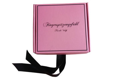 Pink Ribbon Closure Corrugated Gift Box For Girls Dress / Hair Extension supplier