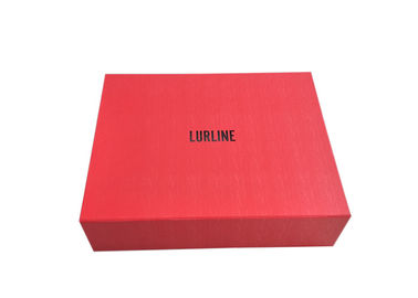 Red Magnetic Foldable Gift Boxes Hot Foil Black Logo For Clothes Packaging supplier