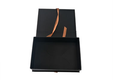 Full Color Printed Folding Gift Boxes , Folding Cardboard Box With Ribbon Closure supplier