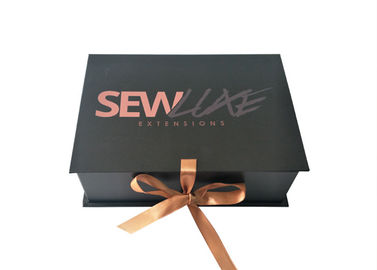 Full Color Printed Folding Gift Boxes , Folding Cardboard Box With Ribbon Closure supplier