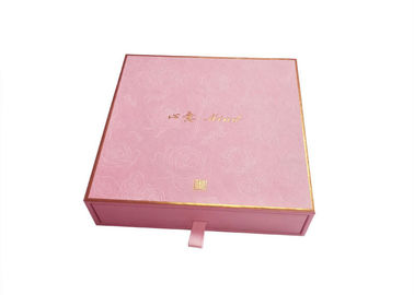 Cosmetic Packaging Sliding Paper Box Pink Textured Paper Gold Foil Logo Durable supplier