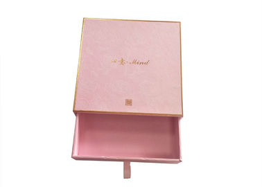 Cosmetic Packaging Sliding Paper Box Pink Textured Paper Gold Foil Logo Durable supplier