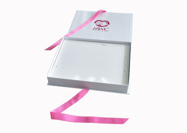 Ribbon Closure Folding Gift Boxes White Glossy Insole Packaging Box For Women supplier