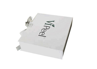 Folding Cardboard Paper Gift Box White Ribbon Rectangular Shape Panton Printing supplier