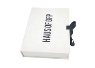 White Flat Folding Ribbon Magnetic Closure Gift Box Easy Transportation For Dress Packaging supplier