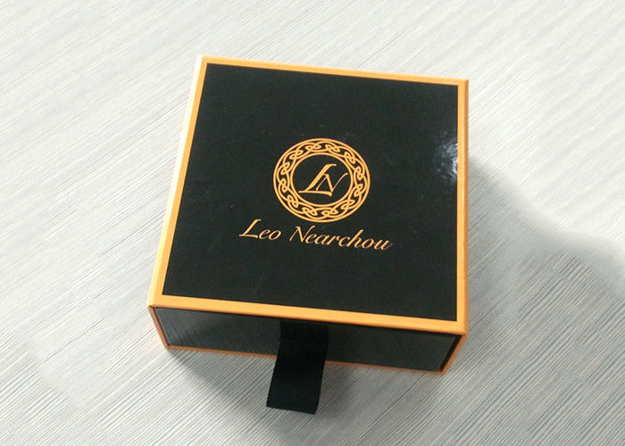 Gold Color Box Rim Paper Gift Box With Glossy Lamination Hot Stamping supplier