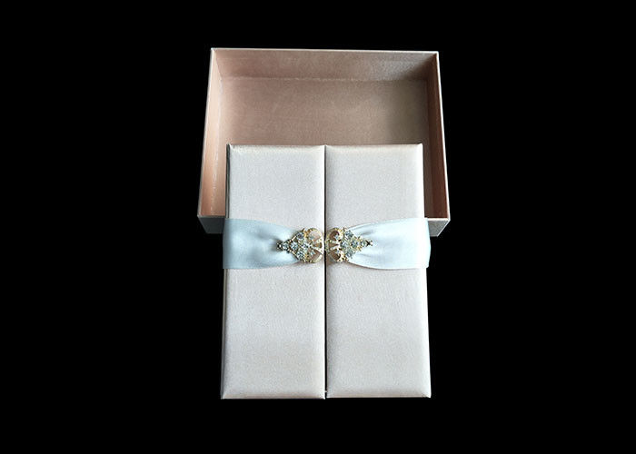 Wedding Favor Dress Book Shaped Box , Magnetic Flip Top Box Ribbon Closure supplier