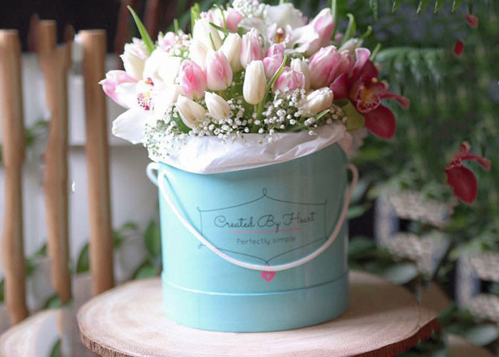 Paperboard Round Flower Box Rose Flower Bouquet Hot Stamping Fancy Eco - Friendly supplier