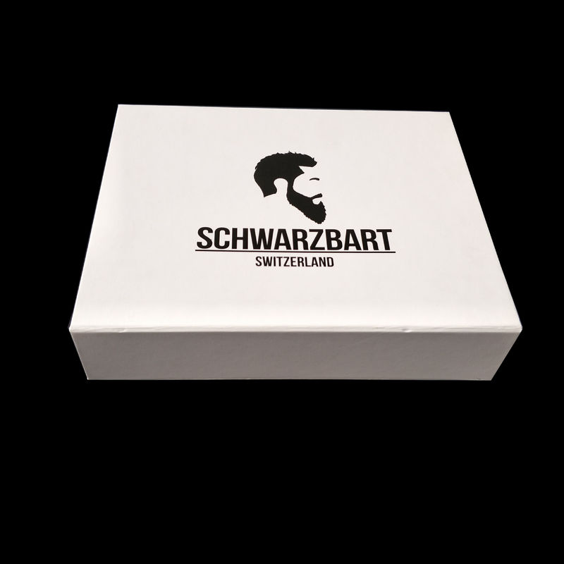 White Book Shaped Box Black Stamping Logo Magnet Closure With EVA Foam Insert supplier